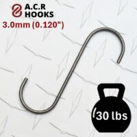 3mm S Hooks, 30 lb holding strength